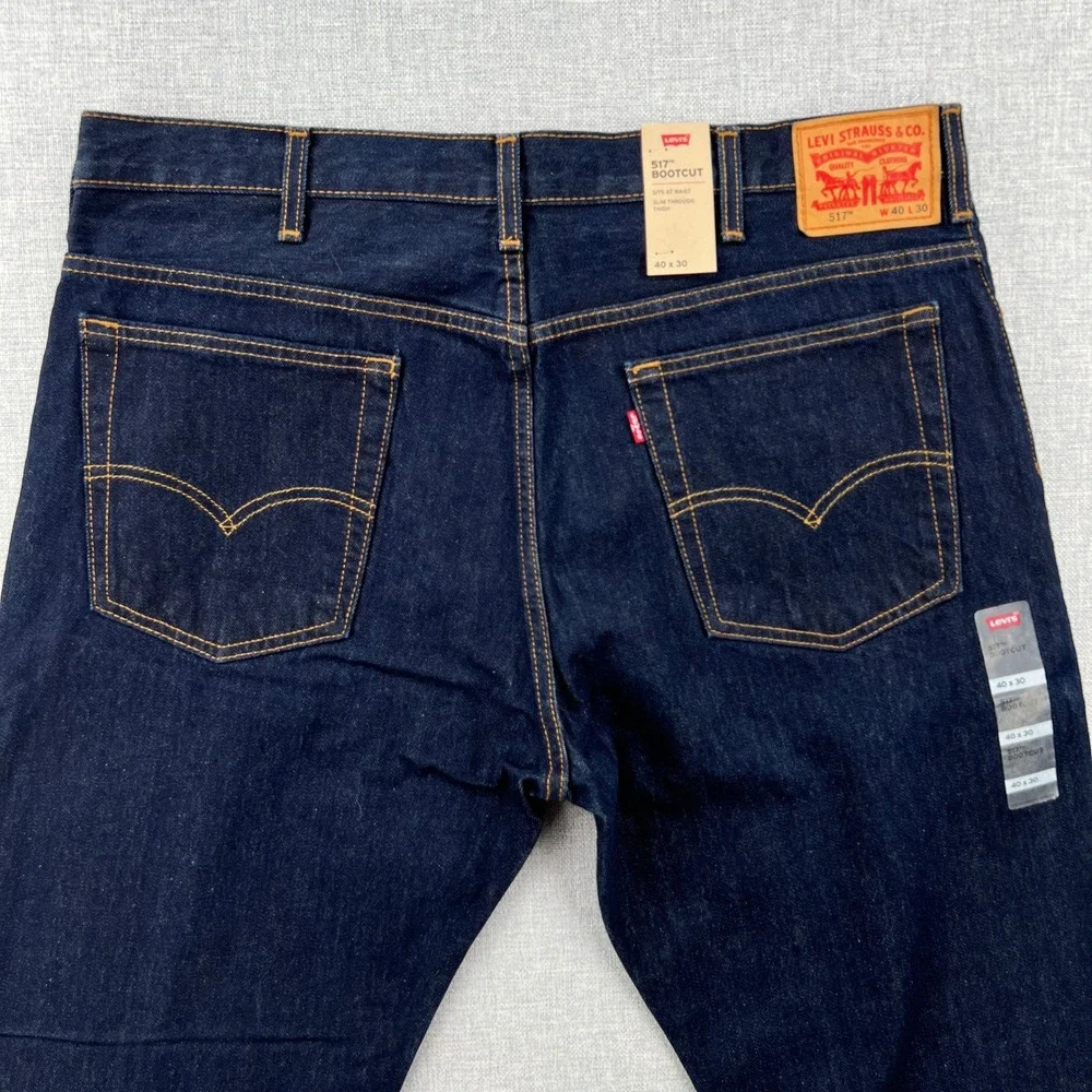 NEW Levis 517 Bootcut Jeans Mens 40x30 Dark Wash Indigo Blue Rigid Cotton Cowboy